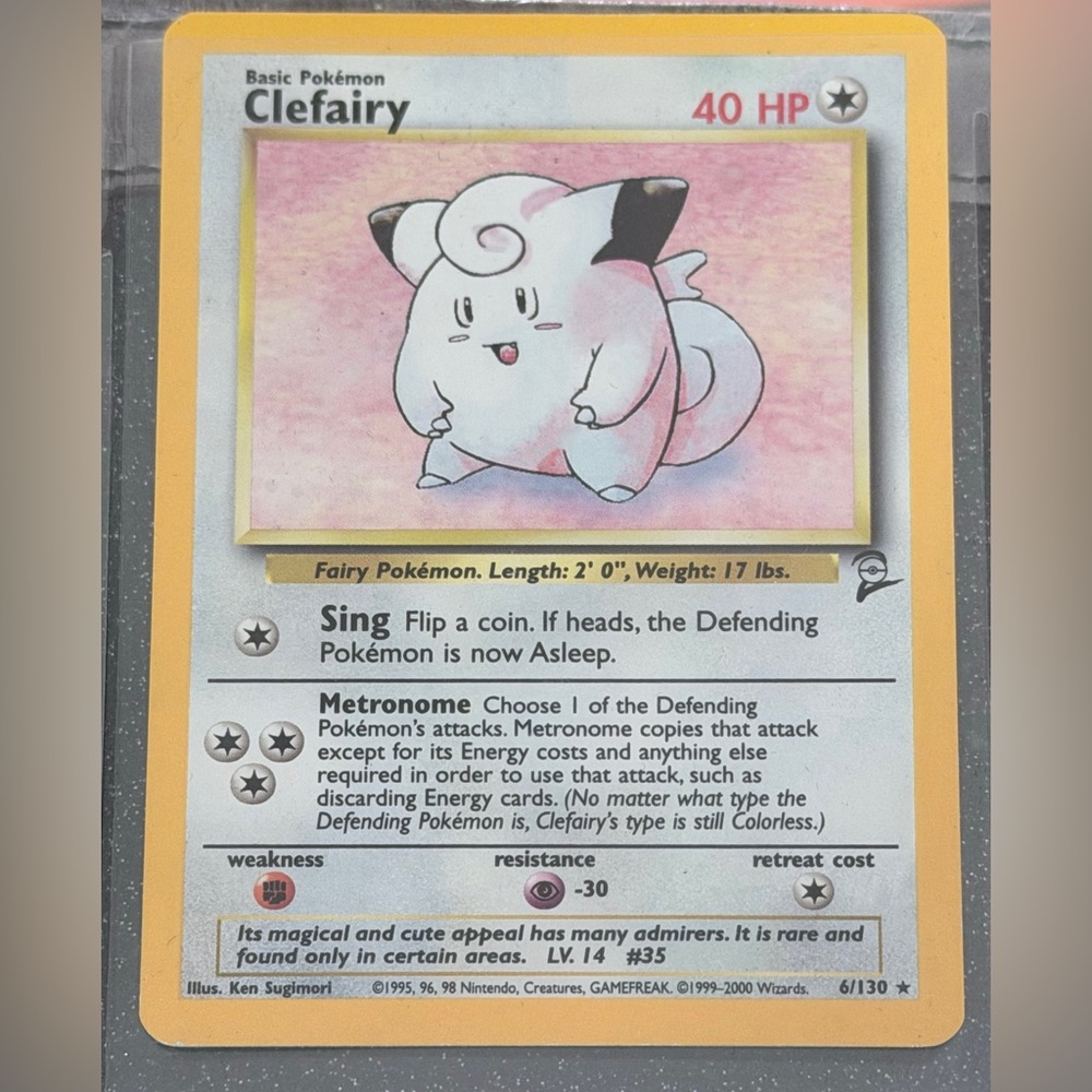 Pokemon Clefairy Card - Pink and White